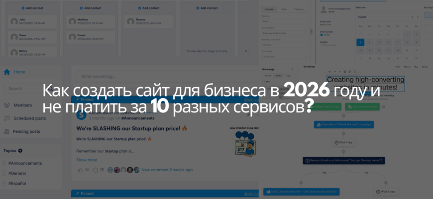 Как создать сайт для бизнеса в 2026 году и не платить за 10 разных сервисов.